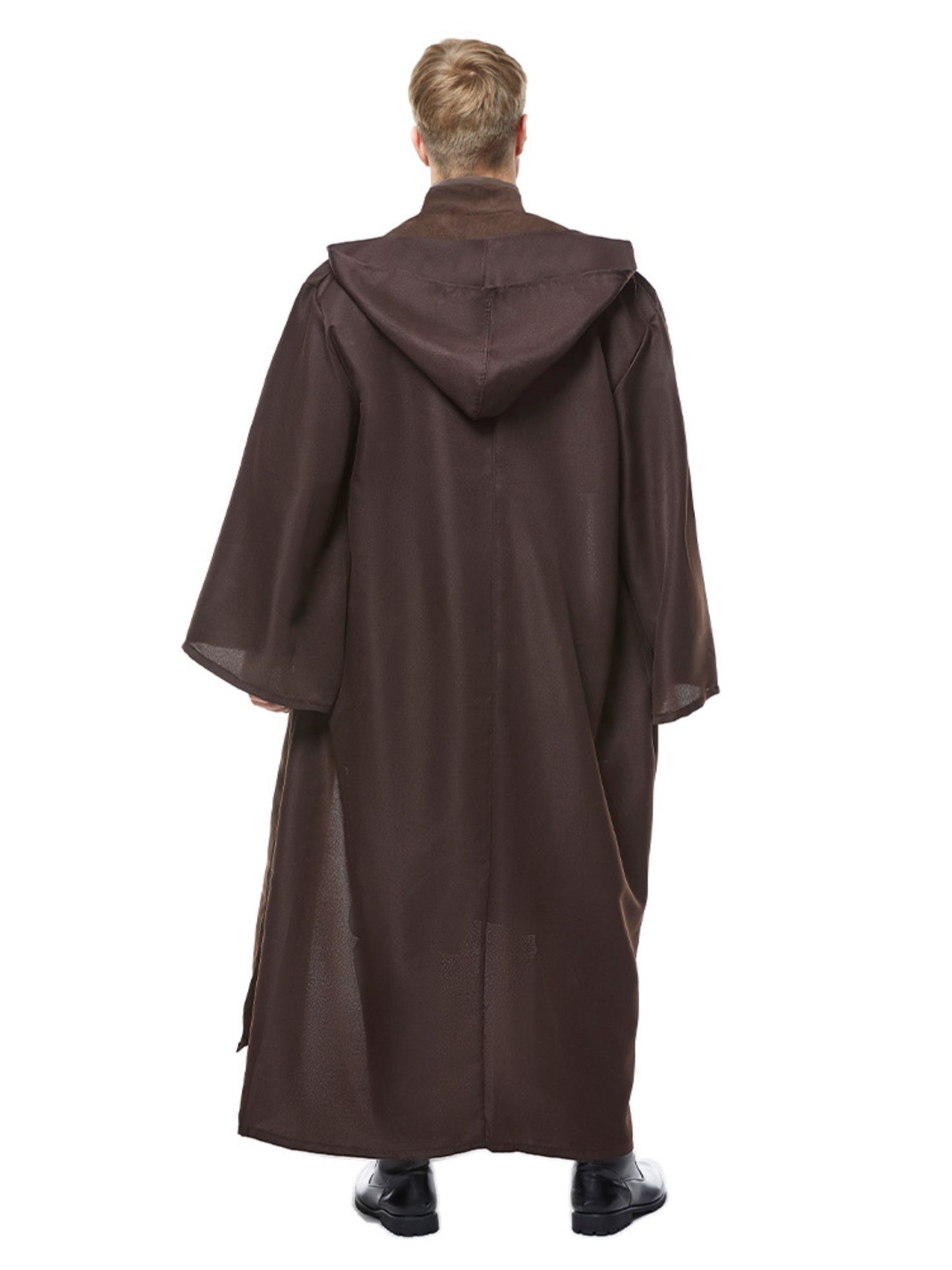 Rückansicht eines braunen Jedi-Umhangs mit Kapuze