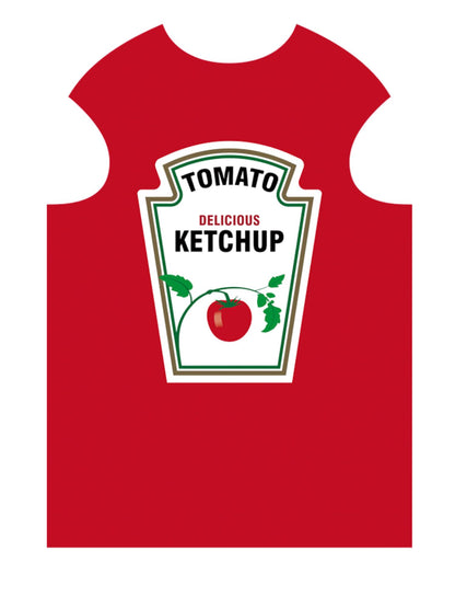 Detailaufnahme des Ketchup-Etiketts mit Tomatenbild
